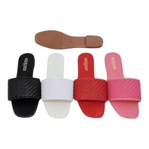Pink Woven Slide Sandals